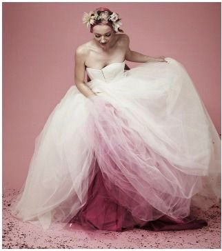Bride in white dress with pink petticoats