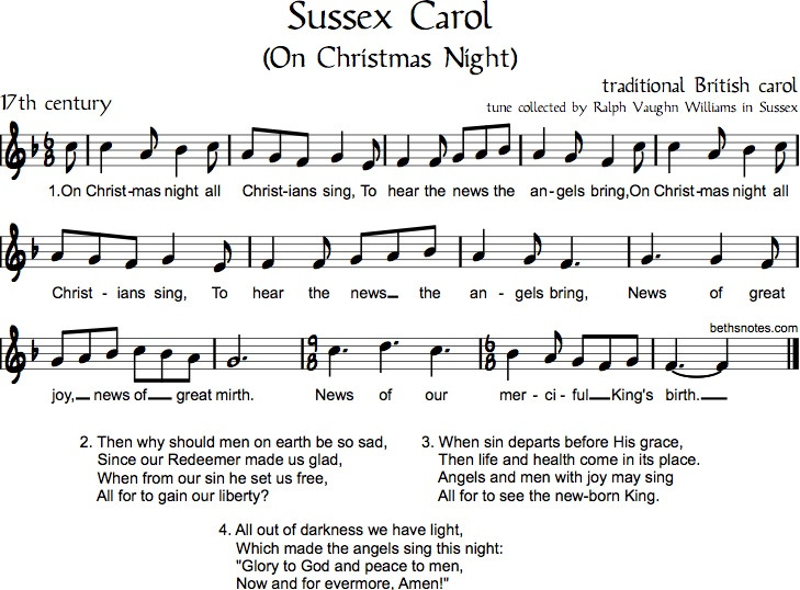 The Sussex Carol sheet music and lyrics