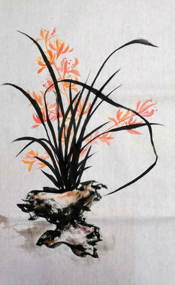 水墨画-《幽兰》 媒介-水墨