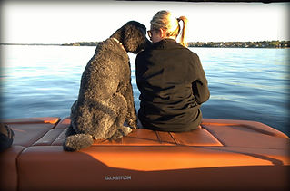 Crystal Eva black standard poodle boat