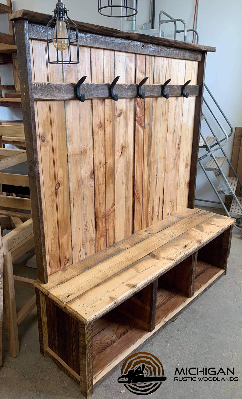 Thumbnail: Rustic Halltree, Bench, Coatrack