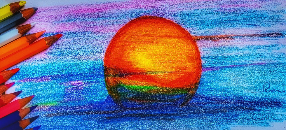 setting sun in pastel