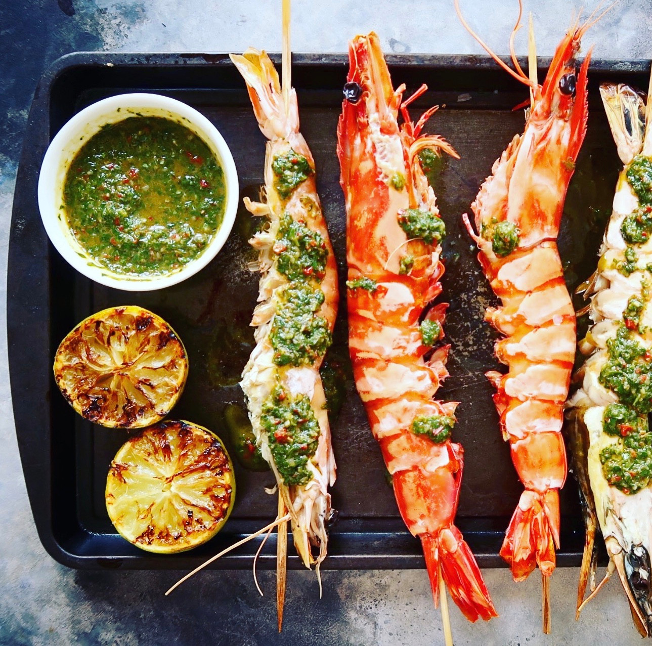 Prawns In Bengali Chimichurri Tiger Prawns
