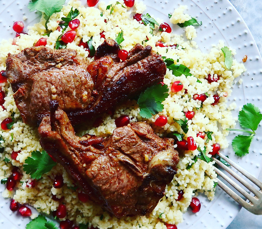 Baharat Lamb Chops with Couscous