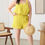 Thumbnail: Plus Size Textured Top Elastic Waist Short Sets