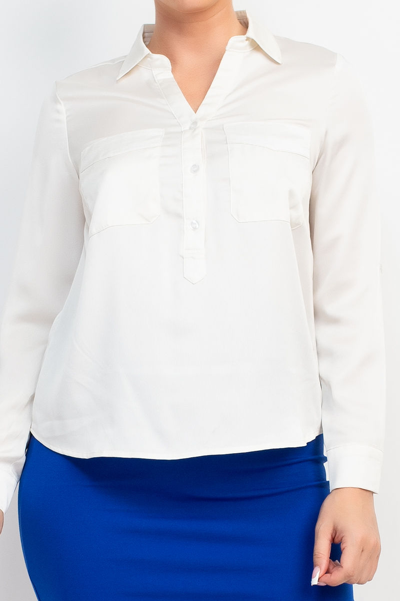 Thumbnail: Button-down Pocketed Collared Top