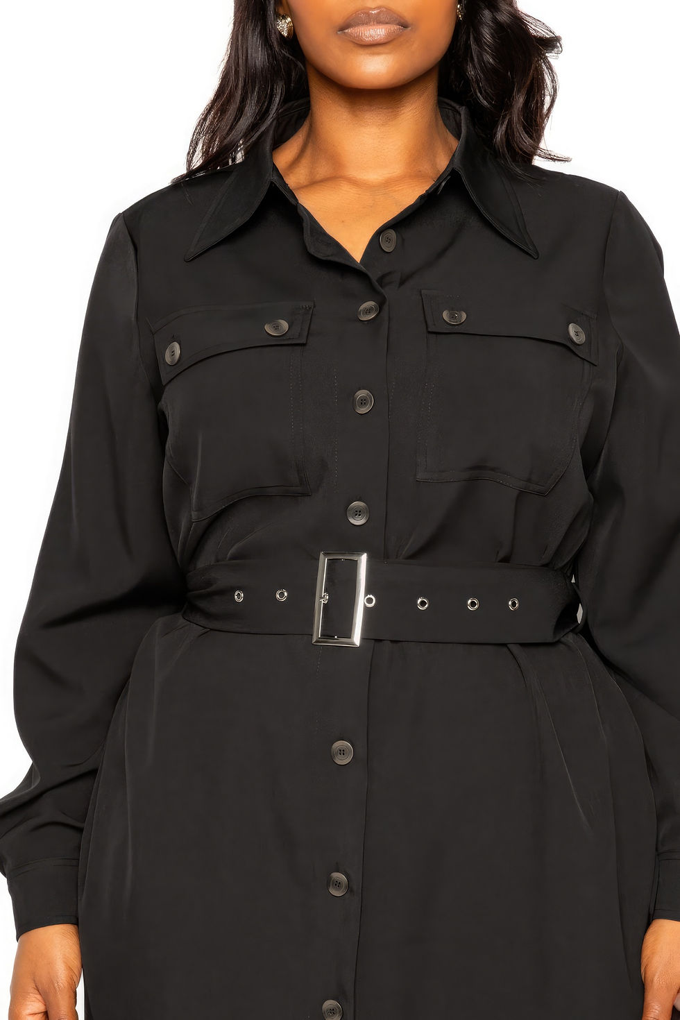 Thumbnail: Satin Effect Belted Jacket Dress