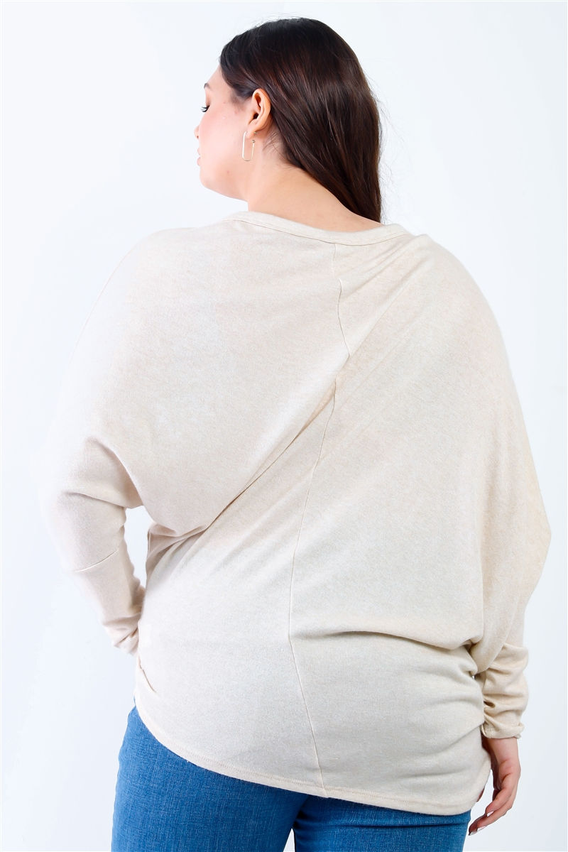 Thumbnail: Plus Smile Front Print Flannel Dolman Sleeve Top