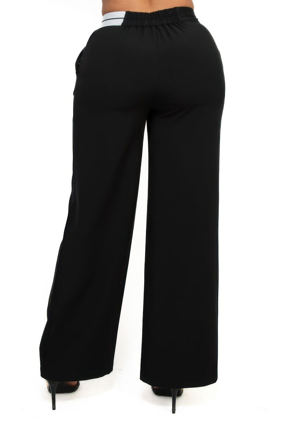 Thumbnail: High-rise wide elastic contrast waist pants