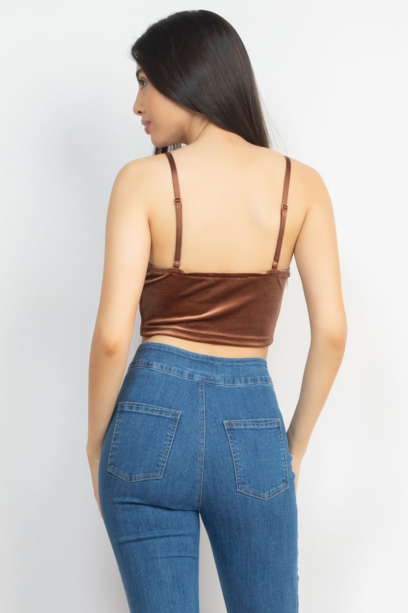 Thumbnail: Sleeveless Corset Velvet Crop Top