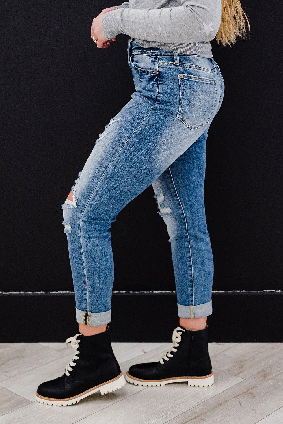 Thumbnail: Distressed Cuffed Jeans
