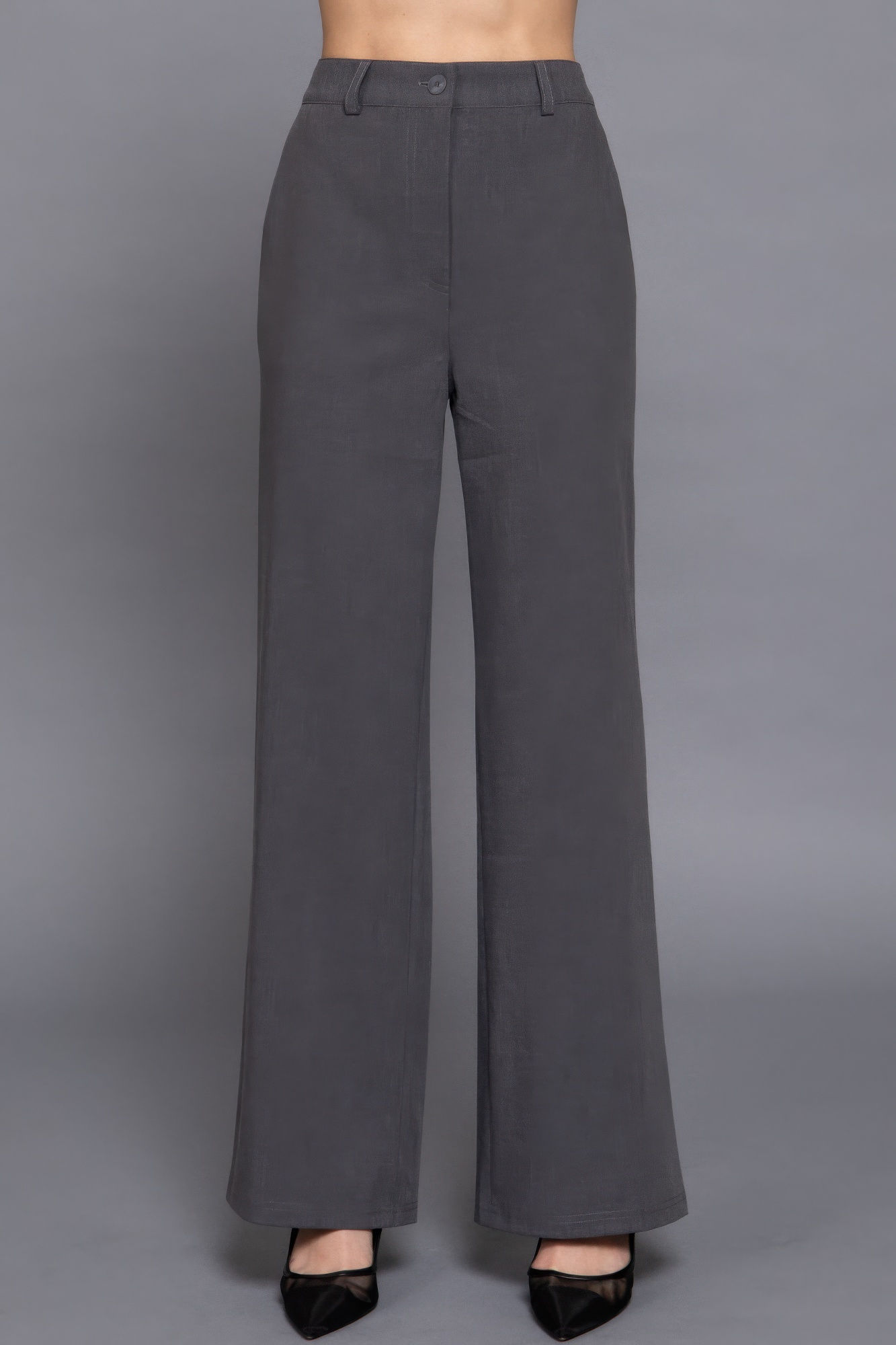 Back elastic straight woven long pants         