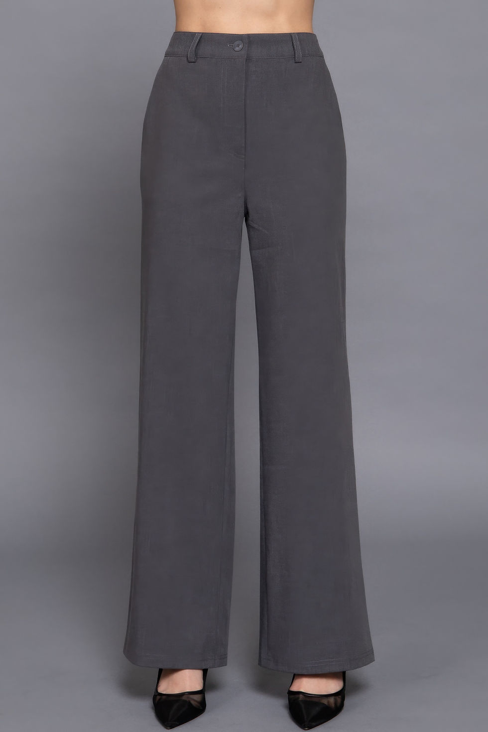 Thumbnail: Back elastic straight woven long pants         