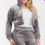 Thumbnail: Plus Size Velour Crop Zip Up Hoodie And Shorts Set