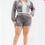 Thumbnail: Plus Size Velour Crop Zip Up Hoodie And Shorts Set