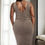 Thumbnail: Plus Size Square Neck Ruched Bodycon Midi Dress