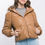 Thumbnail: Pu Faux Leather Zipper Hooded Puffer Jacket
