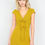 Thumbnail: Mustard Ribbed V-neck Cap Sleeve Mini Solid Casual Dress