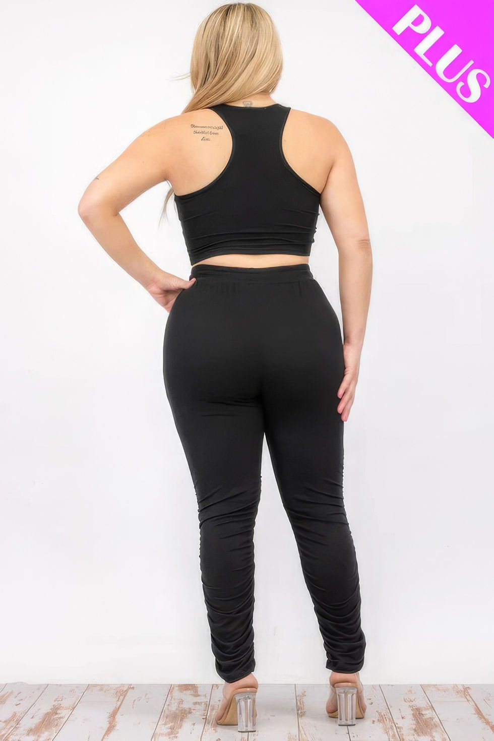 Thumbnail: Plus Size Crop Tank Top & Ruched Pants Set
