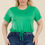 Thumbnail: Plus Size Tie Front Drawstring Short Sleeve Crop Top