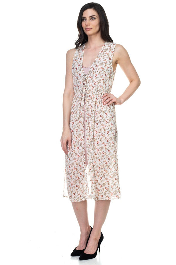 Thumbnail: Floral Sheer Self Tie Duster