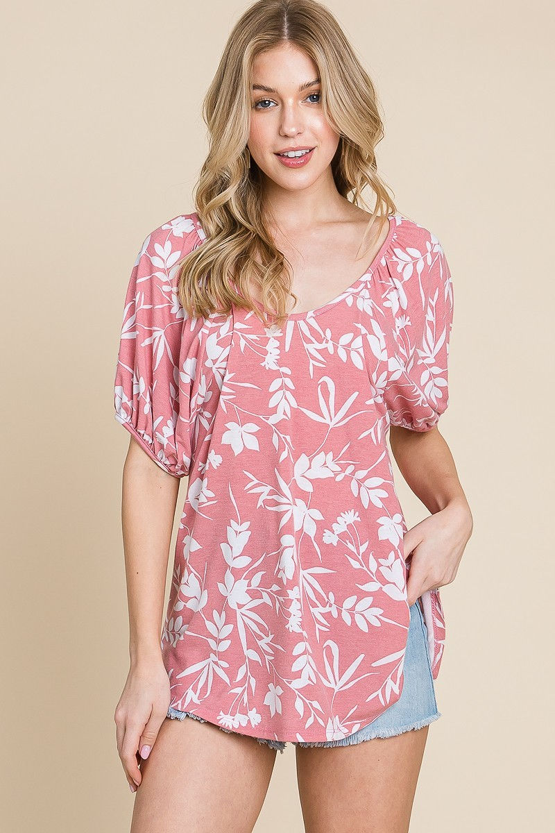 Thumbnail: Floral T/r Span Babydoll Top       	