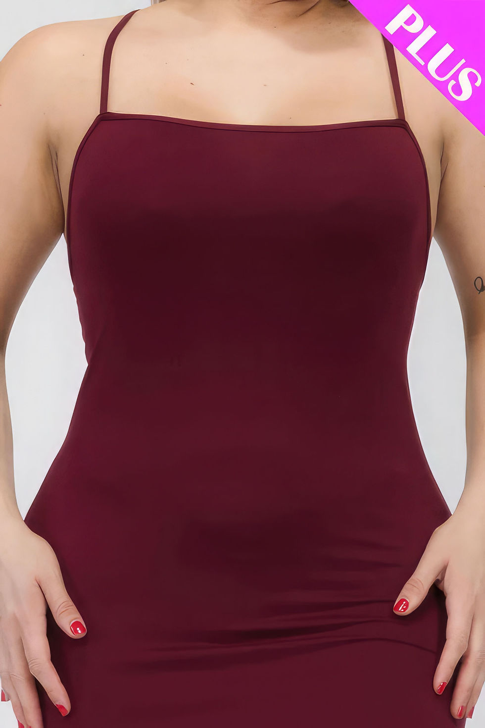 Thumbnail: Plus Size Crisscross Back Split Thigh Maxi Dress