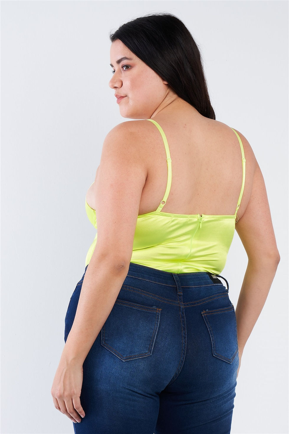 Thumbnail: Plus Size Silk Chain Spaghetti Strap High Thong Center Cut Out Bodysuit