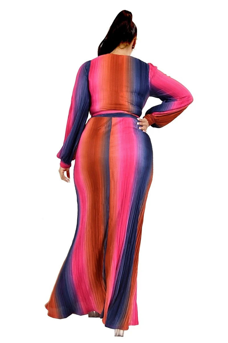 Thumbnail: Plus Gradient Stripe 2 Piece Maxi Skirt Set