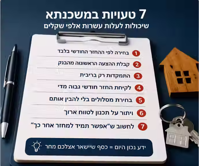 7 טעויות במשכנתא שיכולות לעלות עשרות אלפי שקלים
