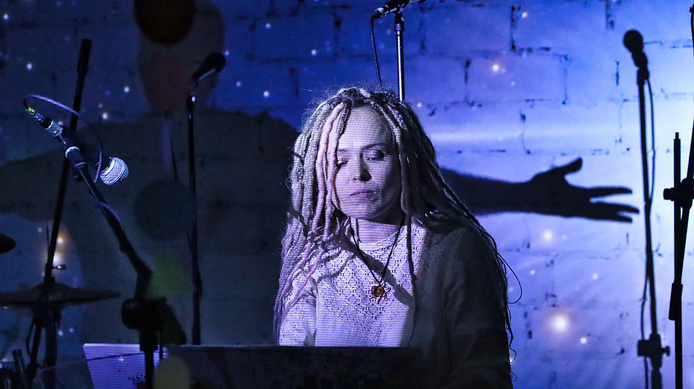 Pianist and choir founder Anna Minakova during a concert performance in Kharkiv. March 27, 2026.