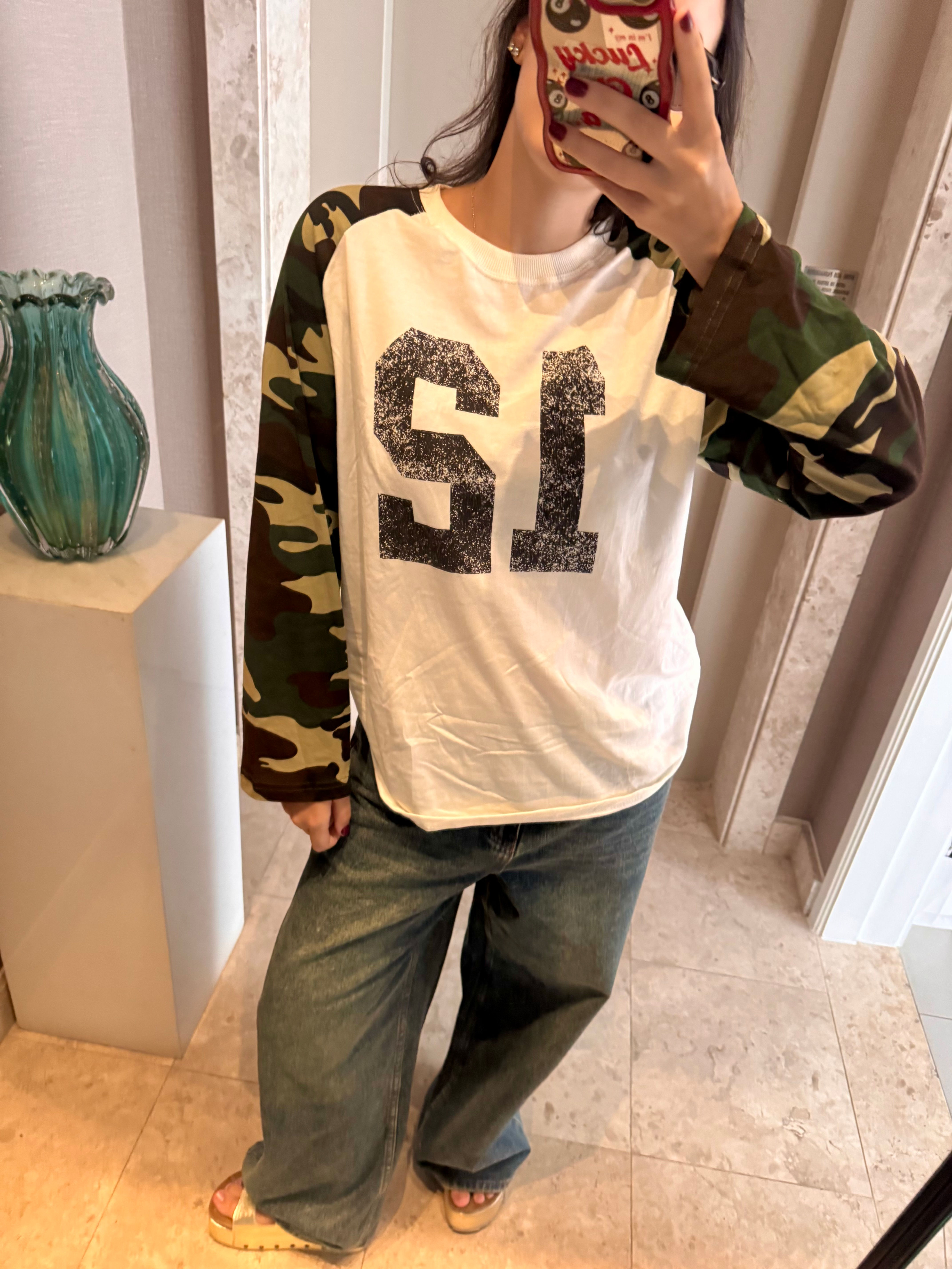 varsity camo tee