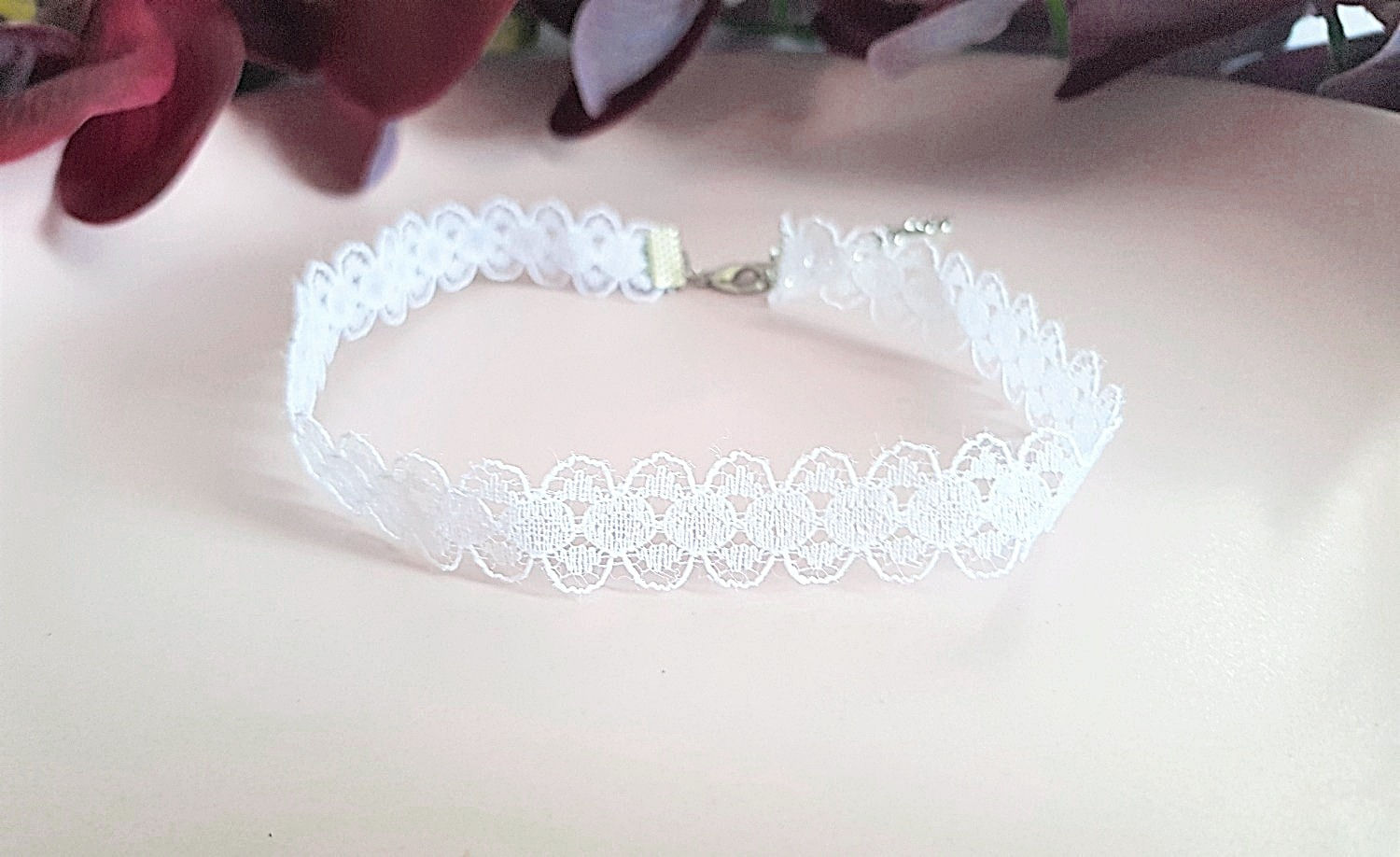 White Petite Lace Choker