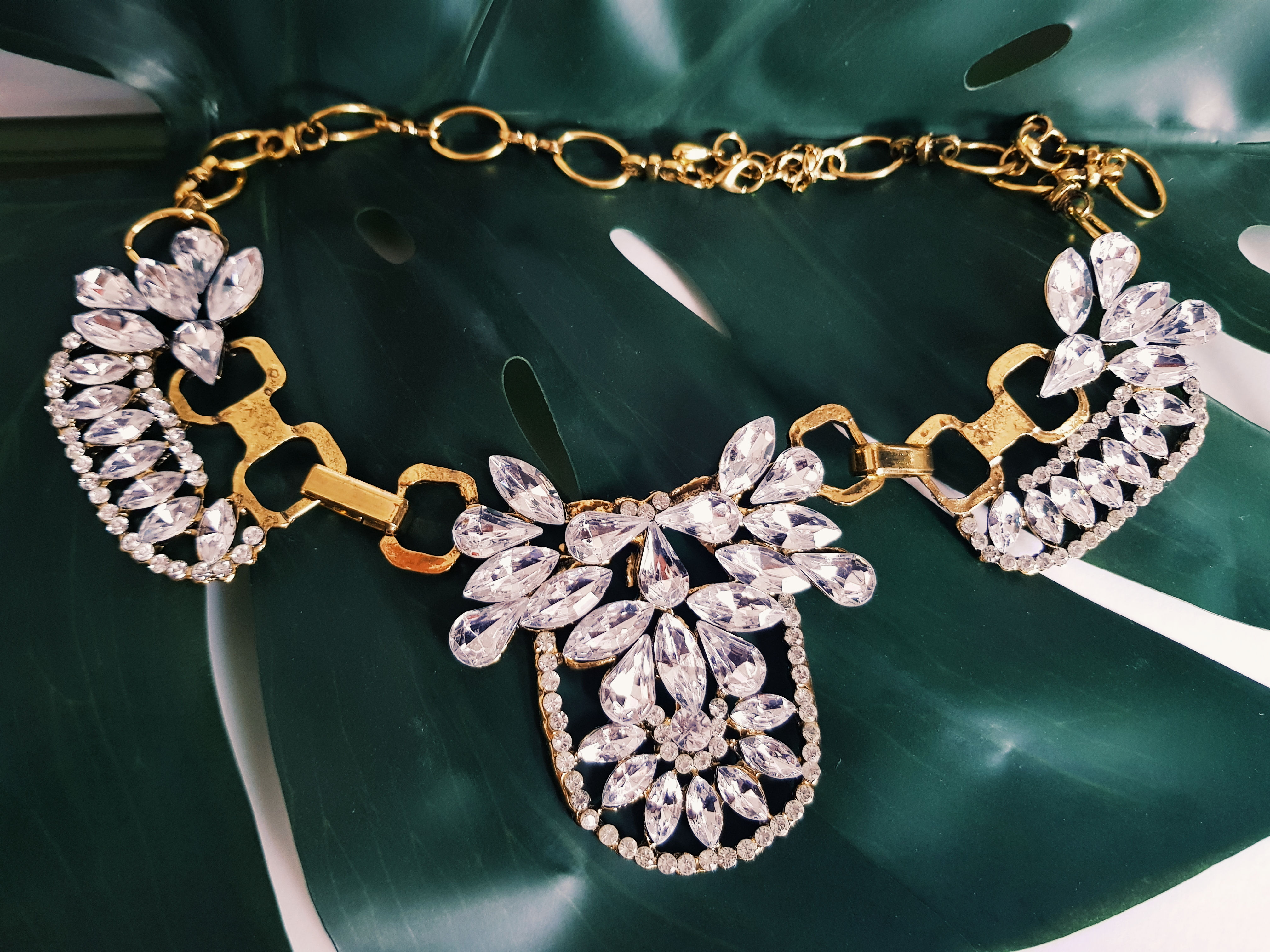 Gold & Crystal Statement Necklace