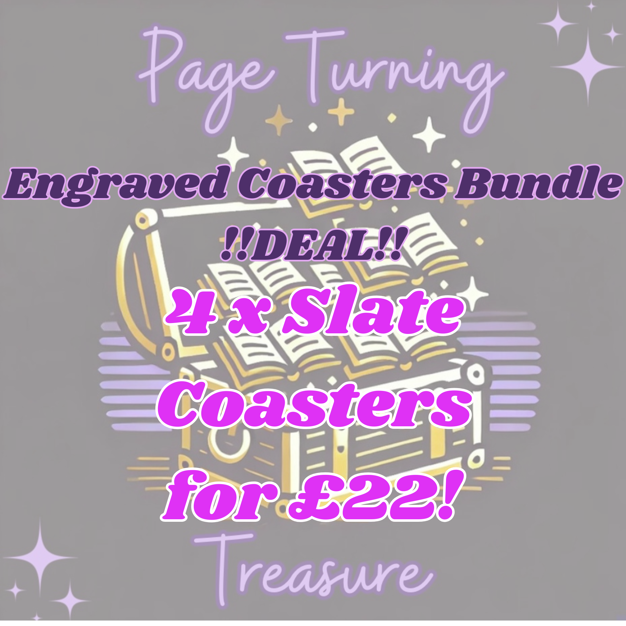 Slate Engraved Coasters Bundle x 4