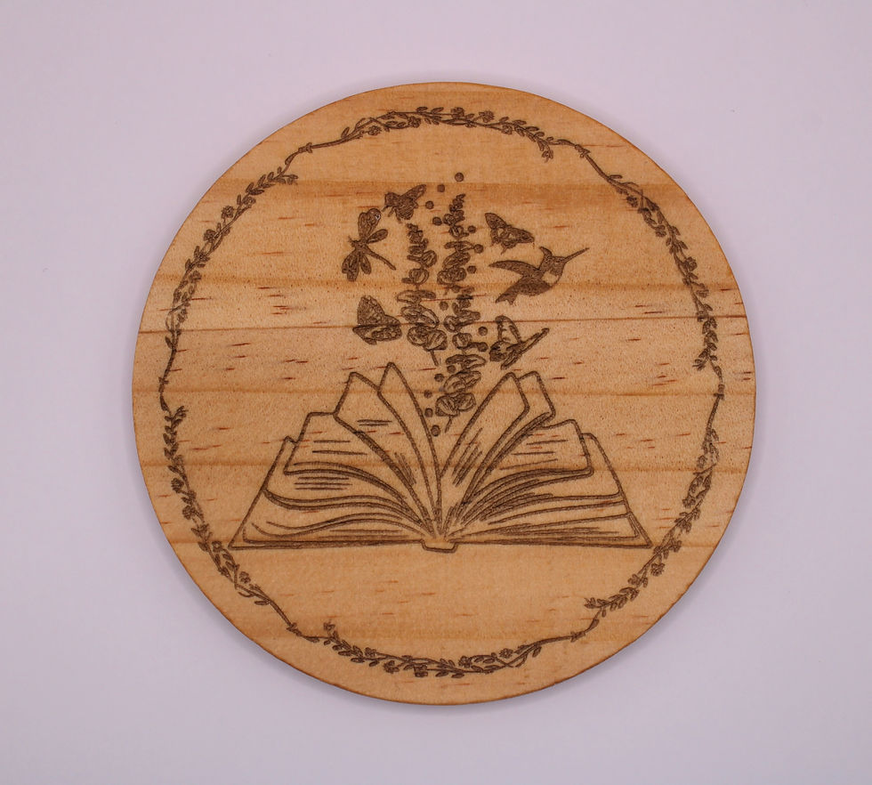Thumbnail: Wooden Engraved Bookish Coasters