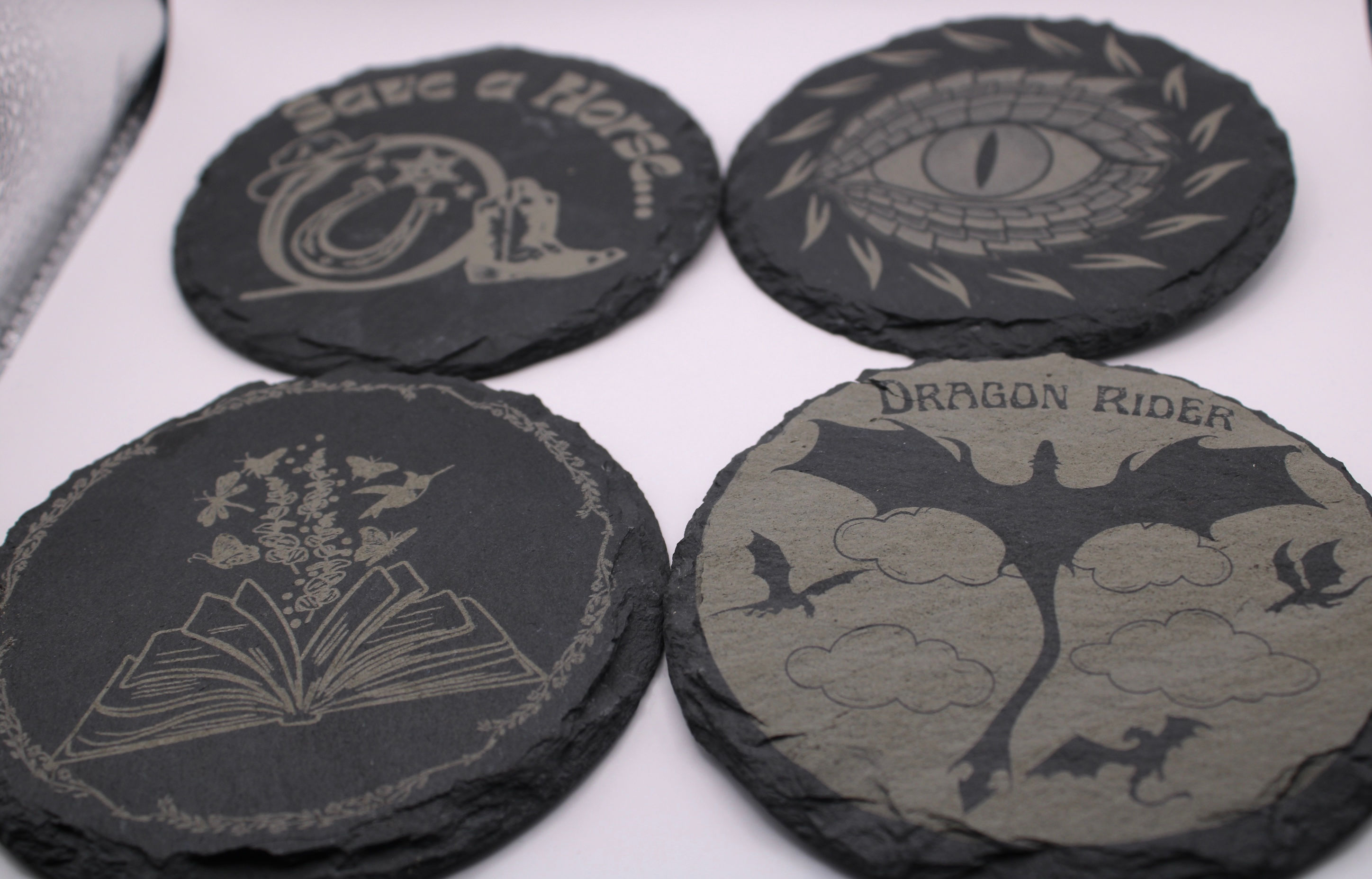 Slate Engraved Bookish Coasters