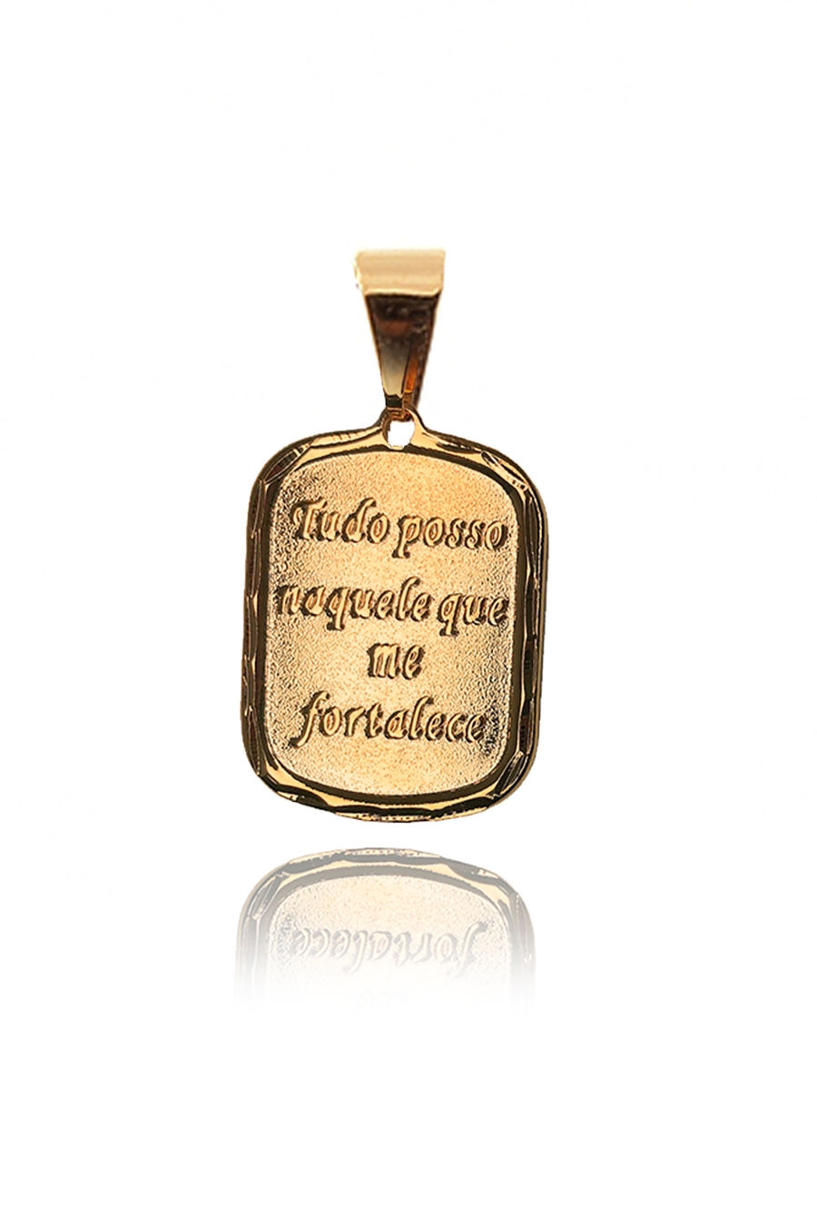 Pingente "Tudo Posso Naquele Que Me Fortalece" Banhado em Ouro 18k