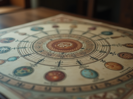 Astrological birth chart with planetary symbols