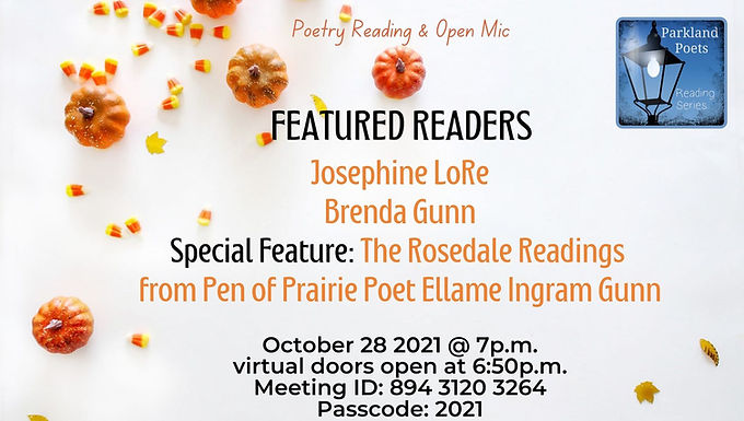 Parkland Poetry Reading Series October 28, 2021