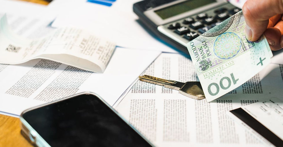 Credit Report - person reviewing personal finances at home