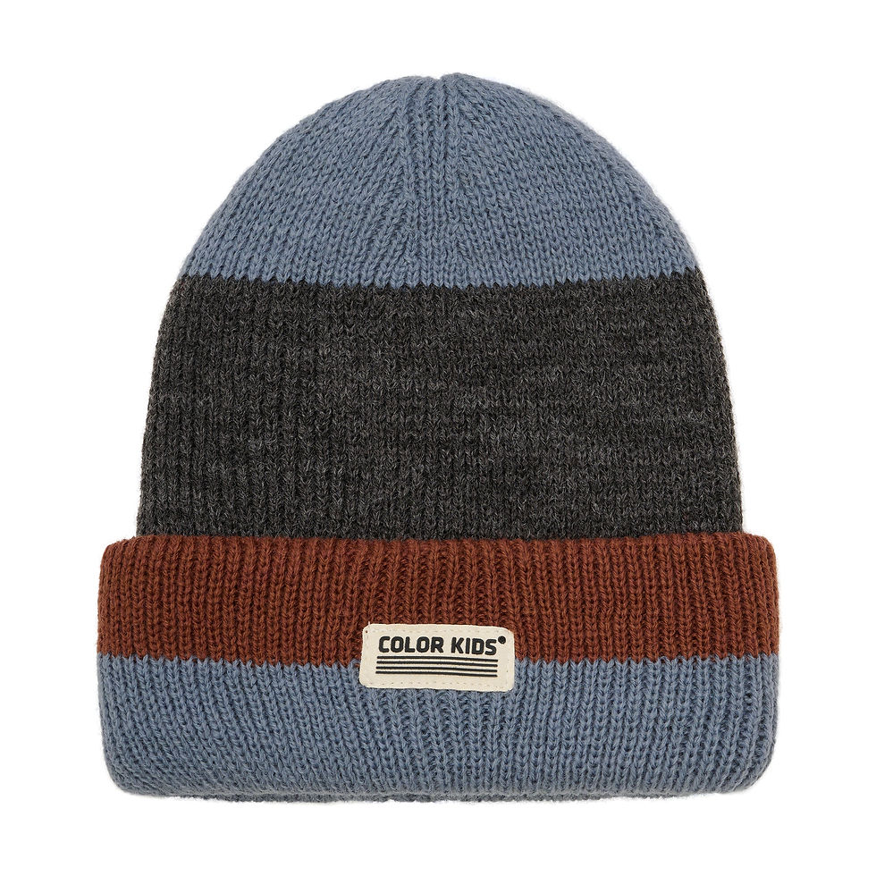 Color Kids Beanie W. Wool & Contrast - Stormy Weather