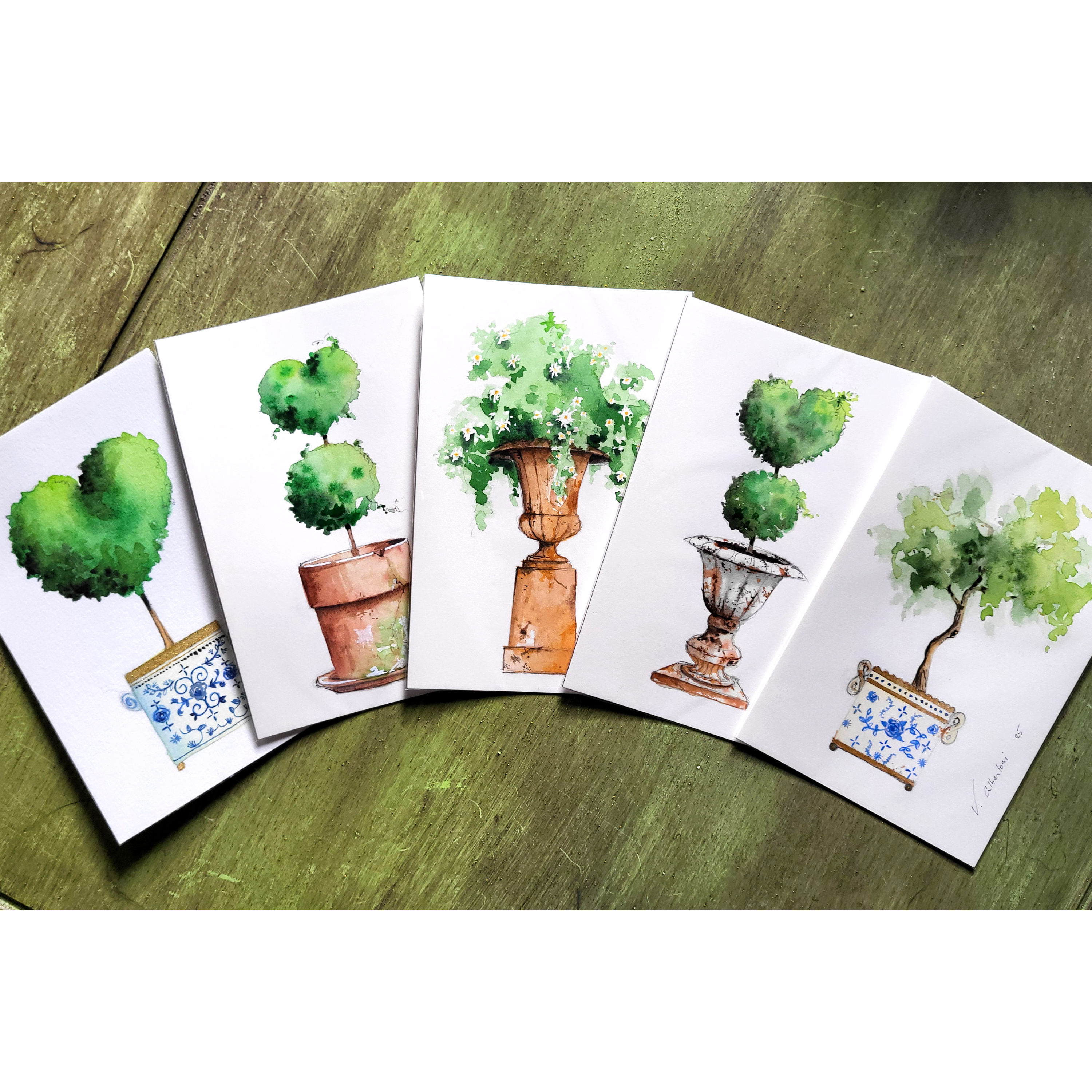 Les topiaires valerie albertosi - aquarelle modele au choix