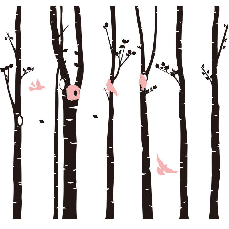 תמונה ממוזערת: Large Forest - מדבקת קיר - יער גדול עם ציפורים