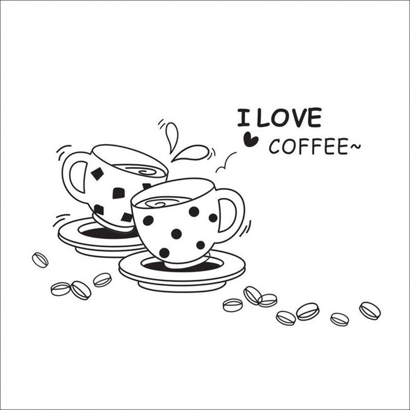 תמונה ממוזערת: I Love Coffee - מדבקת קיר לבית קפה - אני אוהב קפה