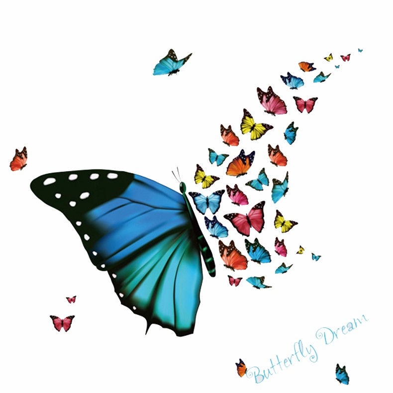 תמונה ממוזערת: Beautiful Butterfly - מדבקת קיר פרפר צבעוני מרהיב מורכב מפרפרים קטנים