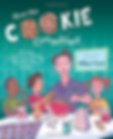 Book How the Cookie Crumbled about Chocolate Chip Cookie inventor Ruth Wakefield shows illustration of her on cover stirring cookie dough talking to kids