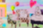 DIY collage with painted paper, magazine cutouts of chairs and Disney characters sitting chatting