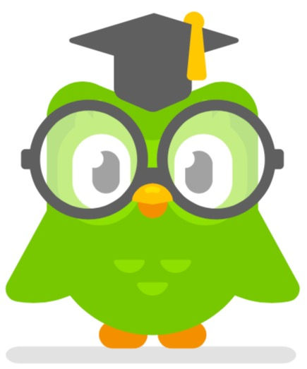 Duolingo owl illustration from language website homeschool resources