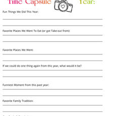 Family Memories Time Capsule Printable